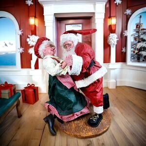 Vintage Terry’s Village Dancing Santa & Mrs Claus Figurines Christmas